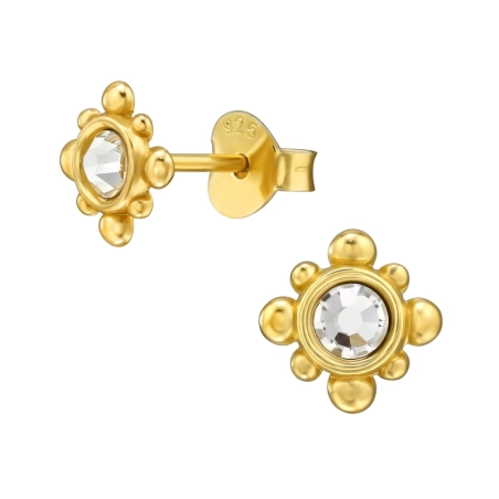 7 mm Sunburst mit Kristall Ohrstecker mit Kristall Schmuck | All4silver