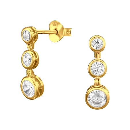 Goldene Runde mit Zirkonia Ohrstecker mit Zirkonia Steinen Schmuck | All4silver