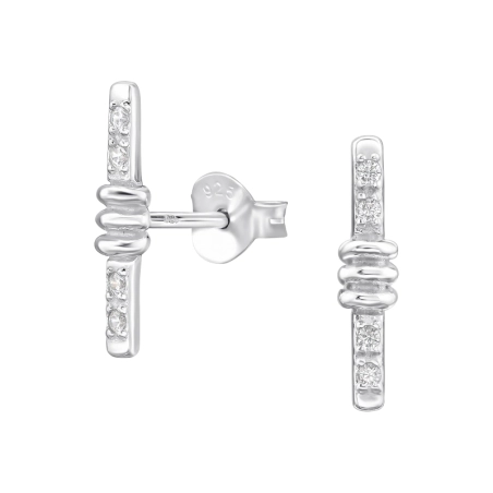 Gerade Stange mit Zirkonia Ohrstecker mit Zirkonia Steinen Schmuck | All4silver