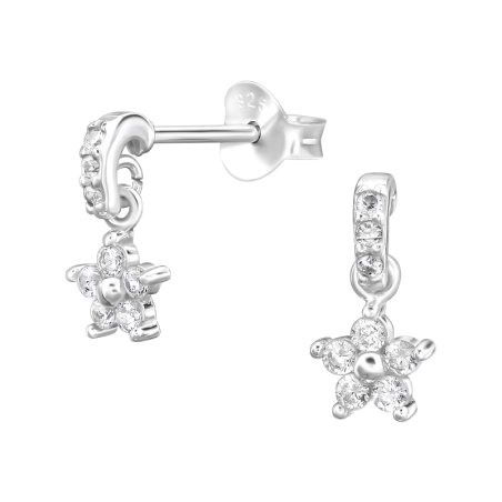 Baumelnde Blume mit Zirkonia Ohrstecker mit Zirkonia Steinen Schmuck | All4silver