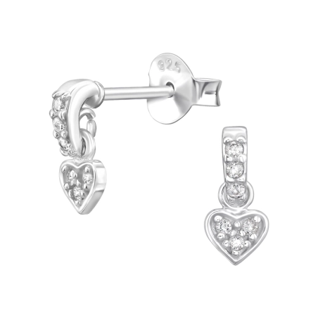 Hängendes Herz Ohrstecker mit Zirkonia Steinen Schmuck | All4silver