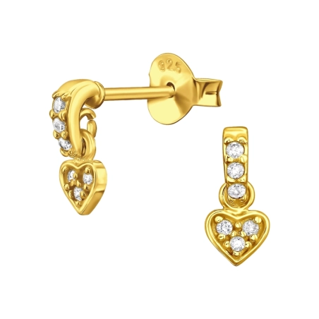 Hängendes Herz mit Zirconia Ohrstecker mit Zirkonia Steinen Schmuck | All4silver