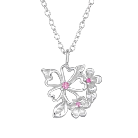 Blüten Und Blattstand  mit Zirkonia Natur Schmuck Schmuck | All4silver