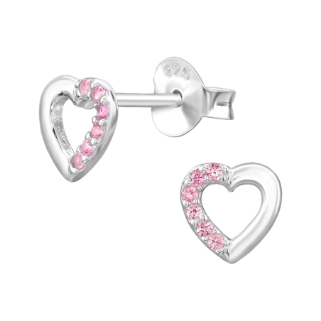 Herz mit Zirkonia Ohrstecker mit Zirkonia Steinen Schmuck | All4silver