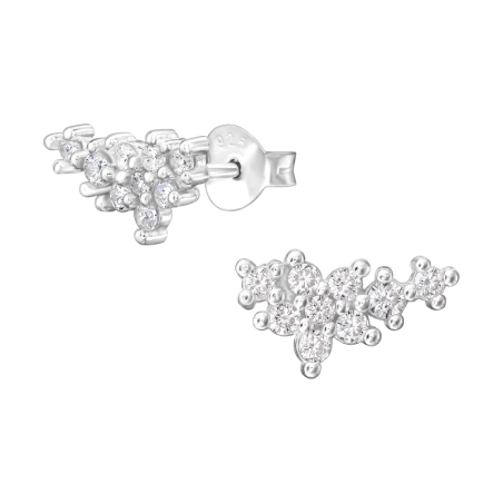 Blume mit Zirkonia Ohrstecker mit Zirkonia Steinen Schmuck | All4silver