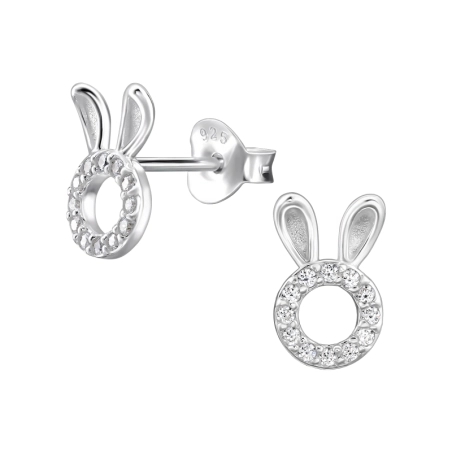 Hasenohren mit Zirkonia Ohrstecker mit Zirkonia Steinen Schmuck | All4silver