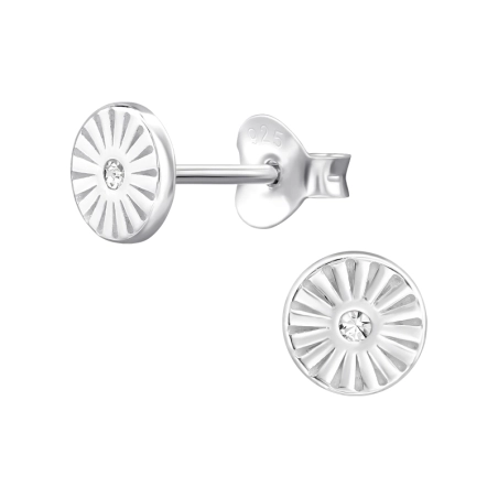 Gemusterte Scheibe mit Zirkonia Ohrstecker mit Zirkonia Steinen Schmuck | All4silver