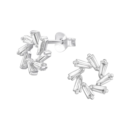 Kreis mit kubischem Zirkon verziert Ohrstecker mit Zirkonia Steinen Schmuck | All4silver
