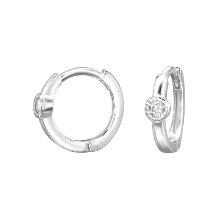Runden mit Zirkonia  - 925Er Silber Huggies