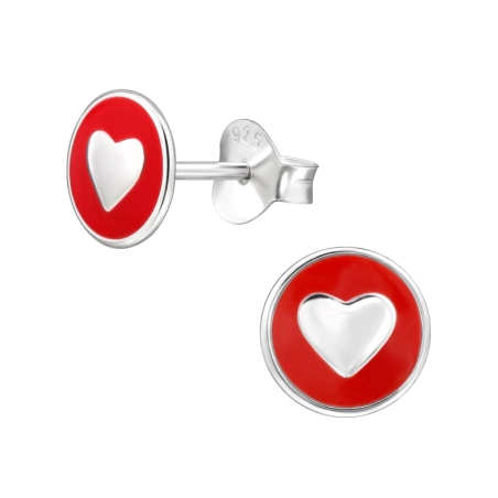 Herzen Ohrstecker mit Emaillefarben Schmuck | All4silver
