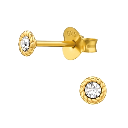 Goldene Runde mit Kristall 3.5Mm Ohrstecker mit Kristall Schmuck | All4silver