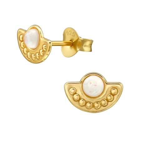 Golden Ethnic mit Opal Ohrstecker mit Halbedelsteinen Schmuck | All4silver