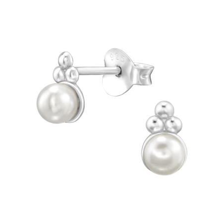 Rund mit Perle Ohrstecker mit Perlen Schmuck | All4silver