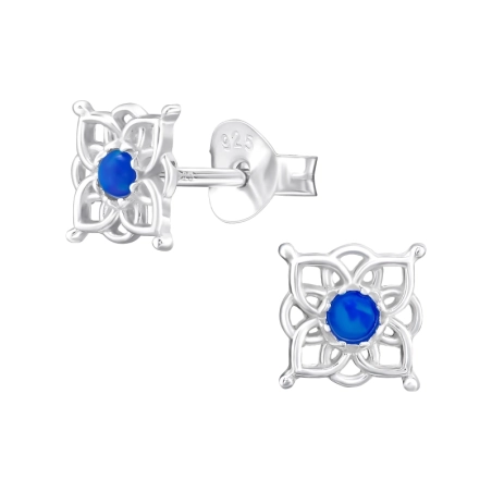 Blumen mit Opal Ohrstecker mit Halbedelsteinen Schmuck | All4silver