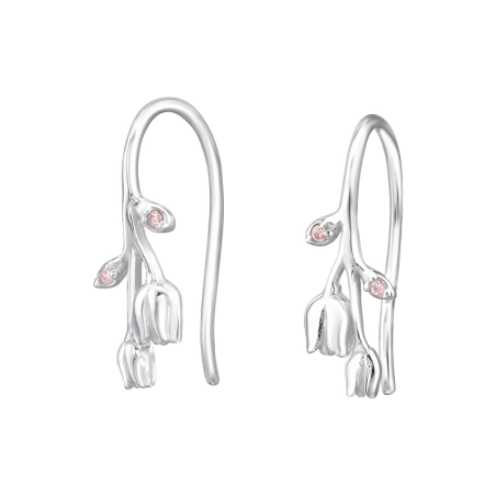 Tulpen mit Zirkonia Ohrringe mit Zirkonia Steinen Schmuck | All4silver