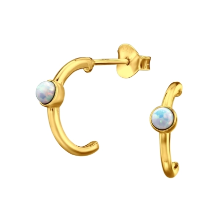 Goldener Halbreifen Ohrstecker mit Halbedelsteinen Schmuck | All4silver