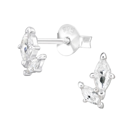 Marquise mit 2 Zirkonia Ohrstecker mit Zirkonia Steinen Schmuck | All4silver