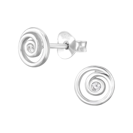 Spiral mit Zirkonia Ohrstecker mit Zirkonia Steinen Schmuck | All4silver