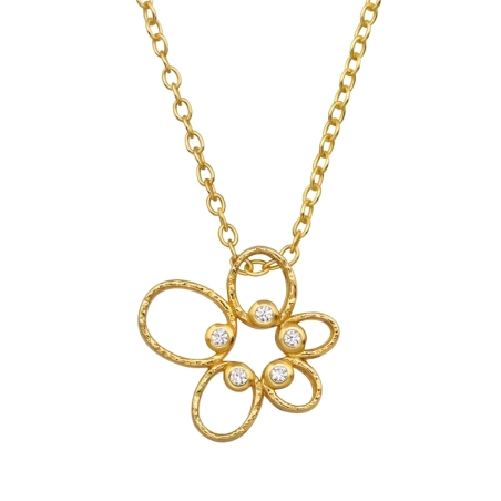 Goldene Blume mit Zirkonia Natur Schmuck Schmuck | All4silver