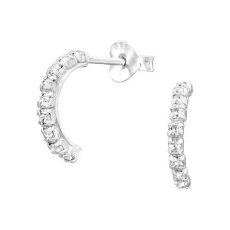 Halber Reifencluster mit Kristallen - 925Er Silber Ohrstecker Mit Kristall