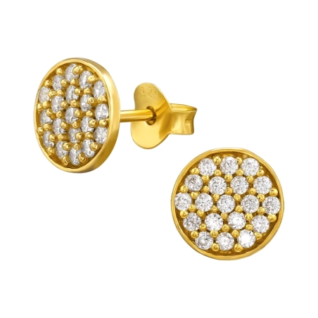 Golden Round mit Zirkonia Ohrstecker mit Zirkonia Steinen Schmuck | All4silver