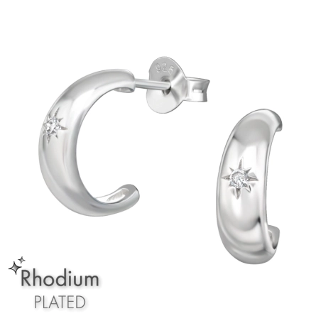 Halbkreis mit Zirkonia Ohrstecker mit Zirkonia Steinen Schmuck | All4silver