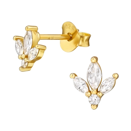 Blatt Ohrstecker mit Zirkonia Steinen Schmuck | All4silver
