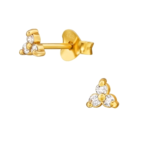 Vergoldet mit Zirkonia Ohrstecker mit Zirkonia Steinen Schmuck | All4silver