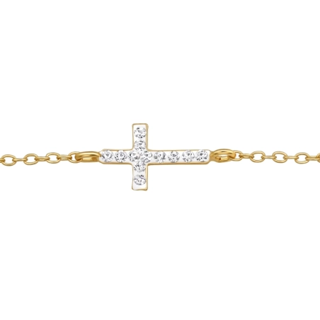 Goldenes Kreuz mit Zirkonia Armbänder mit Silberkette Schmuck | All4silver