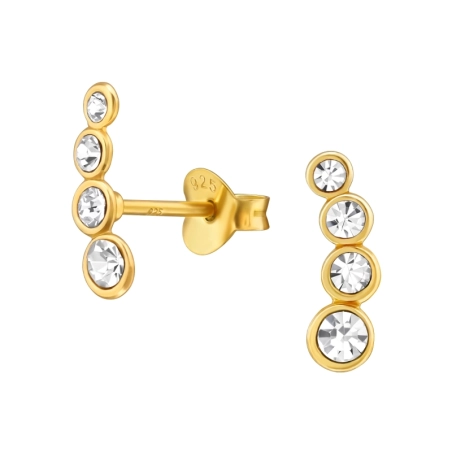 Goldenes Geometrisches mit Kristallen Ohrstecker mit Kristall Schmuck | All4silver