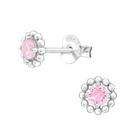 Gepunkteter Kreis mit Zirkonia Ohrstecker mit Zirkonia Steinen Schmuck | All4silver