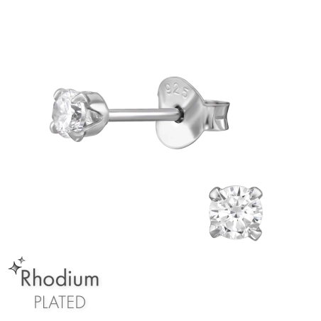 Rund mit kubischem Zirkon 3 mm Basic Ohrstecker Schmuck | All4silver