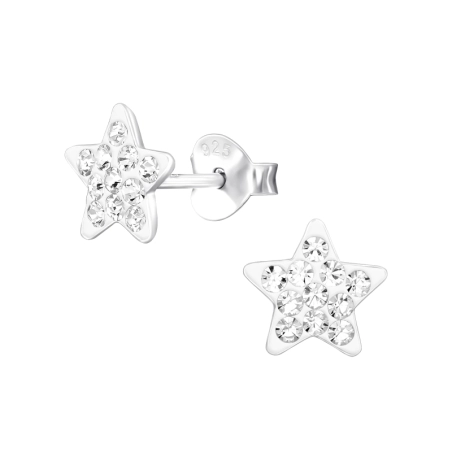 Star mit Kristallen Ohrstecker mit Steinen Schmuck | All4silver