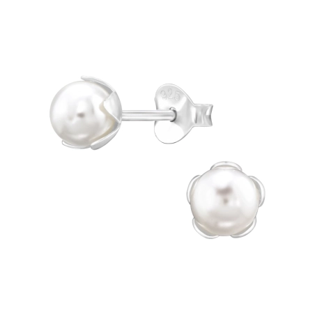 Perle in Blume Ohrstecker mit Perlen Schmuck | All4silver