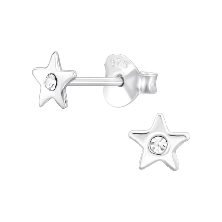Stern mit Kristall Ohrstecker mit Kristall Schmuck | All4silver