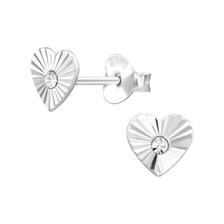 Herz gemustert mit Kristall Ohrstecker mit Kristall Schmuck | All4silver