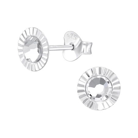 Kreis  mit Kristallsteinen Ohrstecker mit Kristall Schmuck | All4silver
