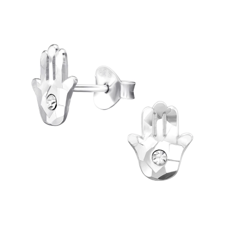 Hamsa mit Kristall Ohrstecker mit Kristall Schmuck | All4silver