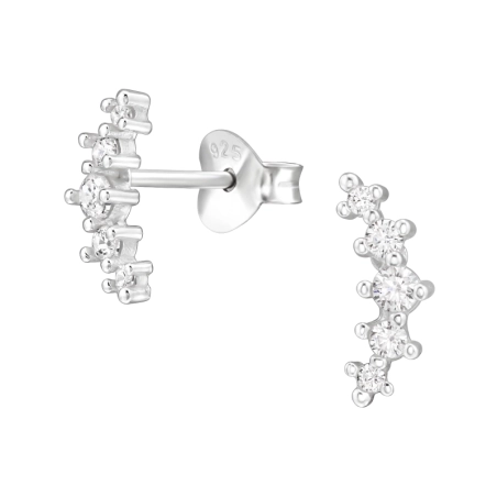 Bogen mit Zirkonia Ohrstecker mit Zirkonia Steinen Schmuck | All4silver