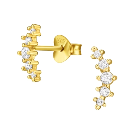Golden Bogen mit Zirkonia Ohrstecker mit Zirkonia Steinen Schmuck | All4silver