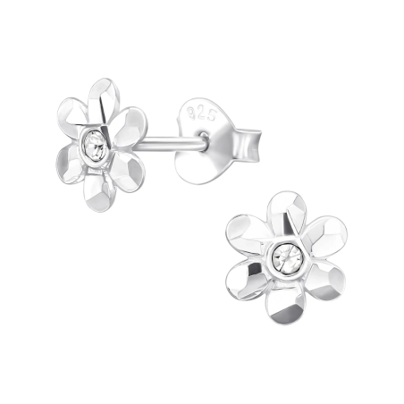 Blume mit Kristall Ohrstecker mit Kristall Schmuck | All4silver