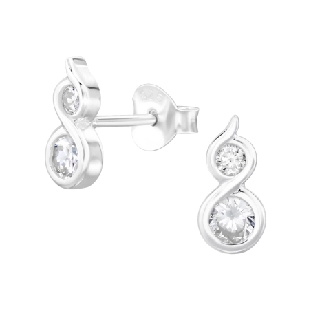 Acht mit kubischen Zirkonias Ohrstecker mit Zirkonia Steinen Schmuck | All4silver