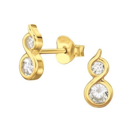 Goldene Acht mit Zirkoniumsteinen Ohrstecker mit Zirkonia Steinen Schmuck | All4silver