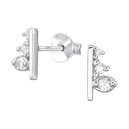 Geometrisch mit Zirkonia Ohrstecker mit Zirkonia Steinen Schmuck | All4silver