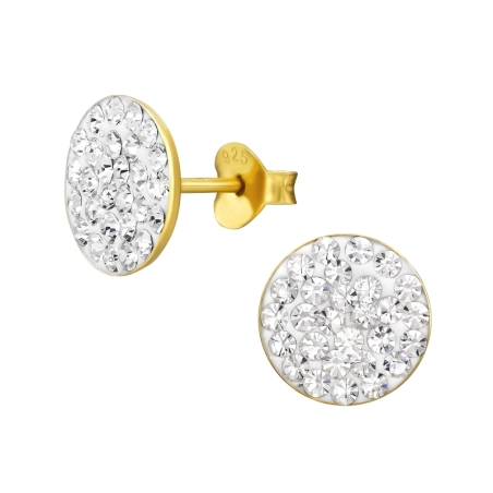 Goldenes Rund mit Kristallen Ohrstecker mit Kristall Schmuck | All4silver