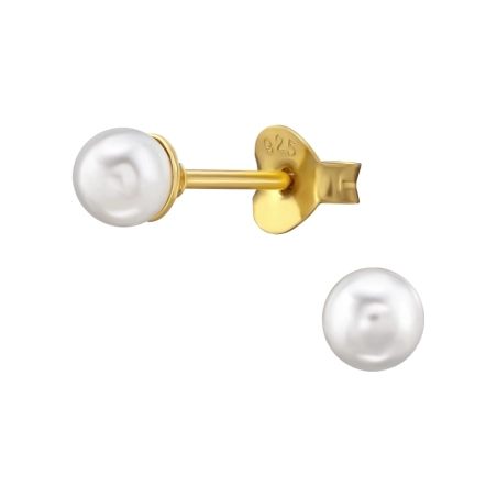4mm Ohrstecker mit Perle Ohrstecker mit Perlen Schmuck | All4silver