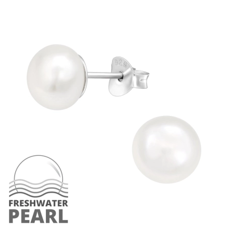 7mm Perle Ohrstecker mit Perlen Schmuck | All4silver