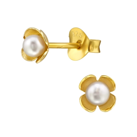 Blume Ohrstecker mit Perlen Schmuck | All4silver