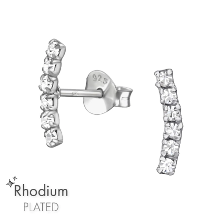 Gebogene Bar mit Kristall Ohrstecker mit Kristall Schmuck | All4silver