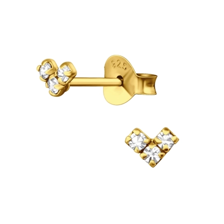 Mini Herz  mit Kristallsteinen Ohrstecker mit Kristall Schmuck | All4silver